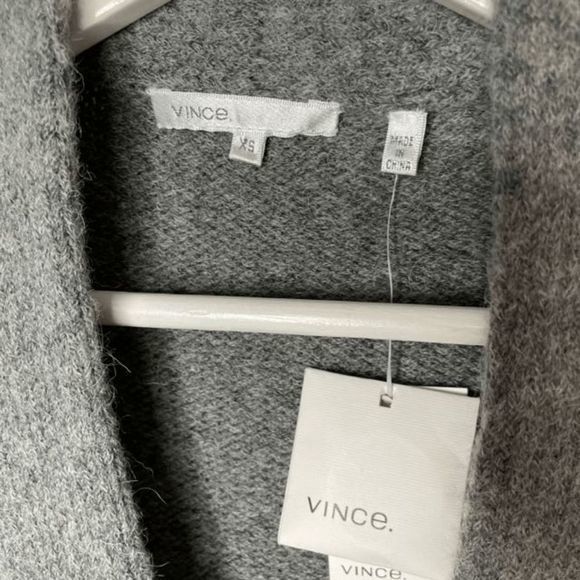 Vince Gray Varsity Short Sleeve Alpaca Wool Cardigan - Picture 3 of 4